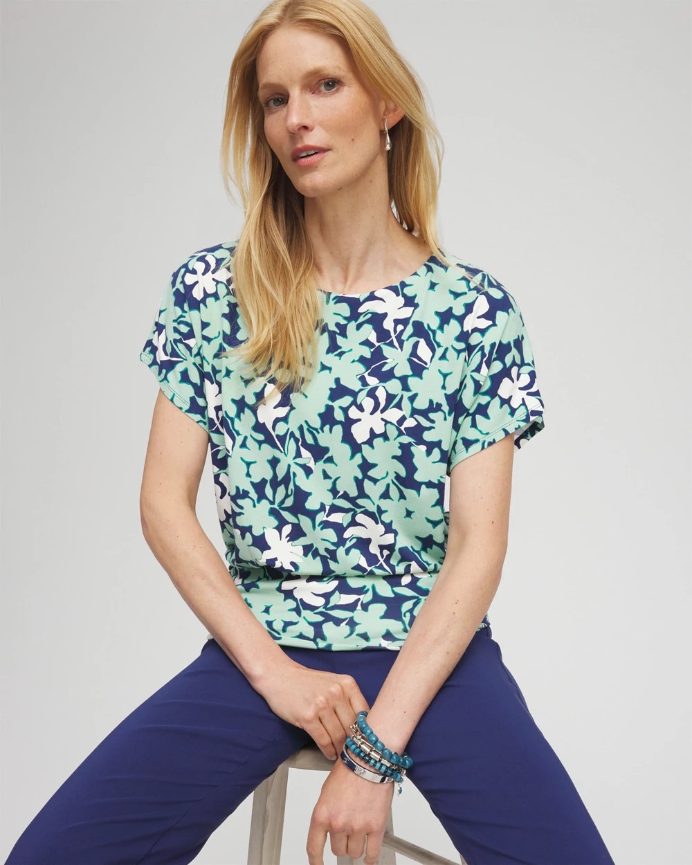 Touch of Cool™ Floral Banded Hem Top | Chico's